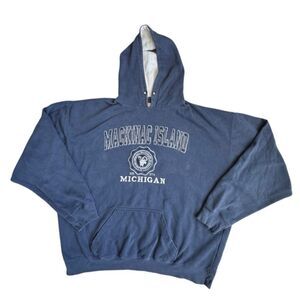 Exist Blue Hoodie Michigan Mackinac Island Long Sleeve Pocket SZ XL